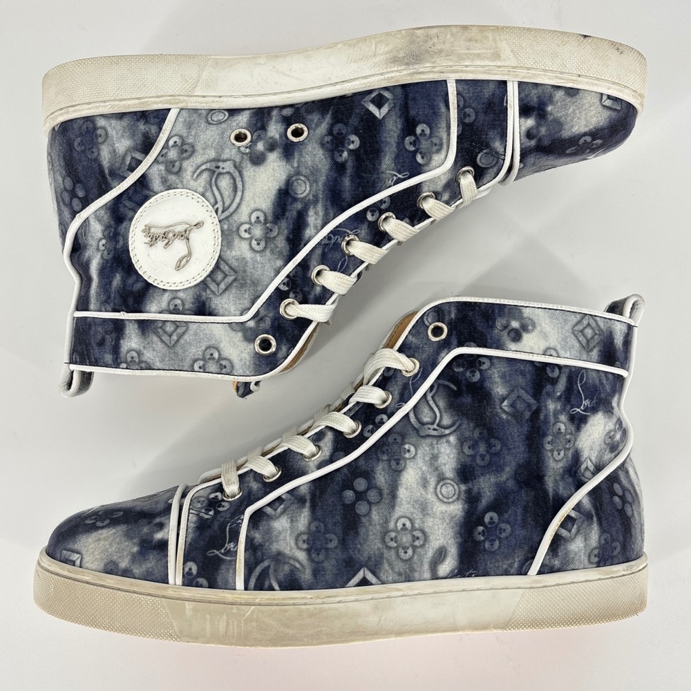 Christian Louboutin Louis Orlato High Top Sneakers Jeans Punk Tie Dye Size 40.5 - Picture 11 of 16